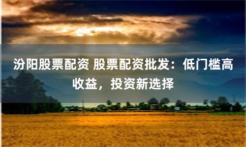 汾阳股票配资 股票配资批发：低门槛高收益，投资新选择